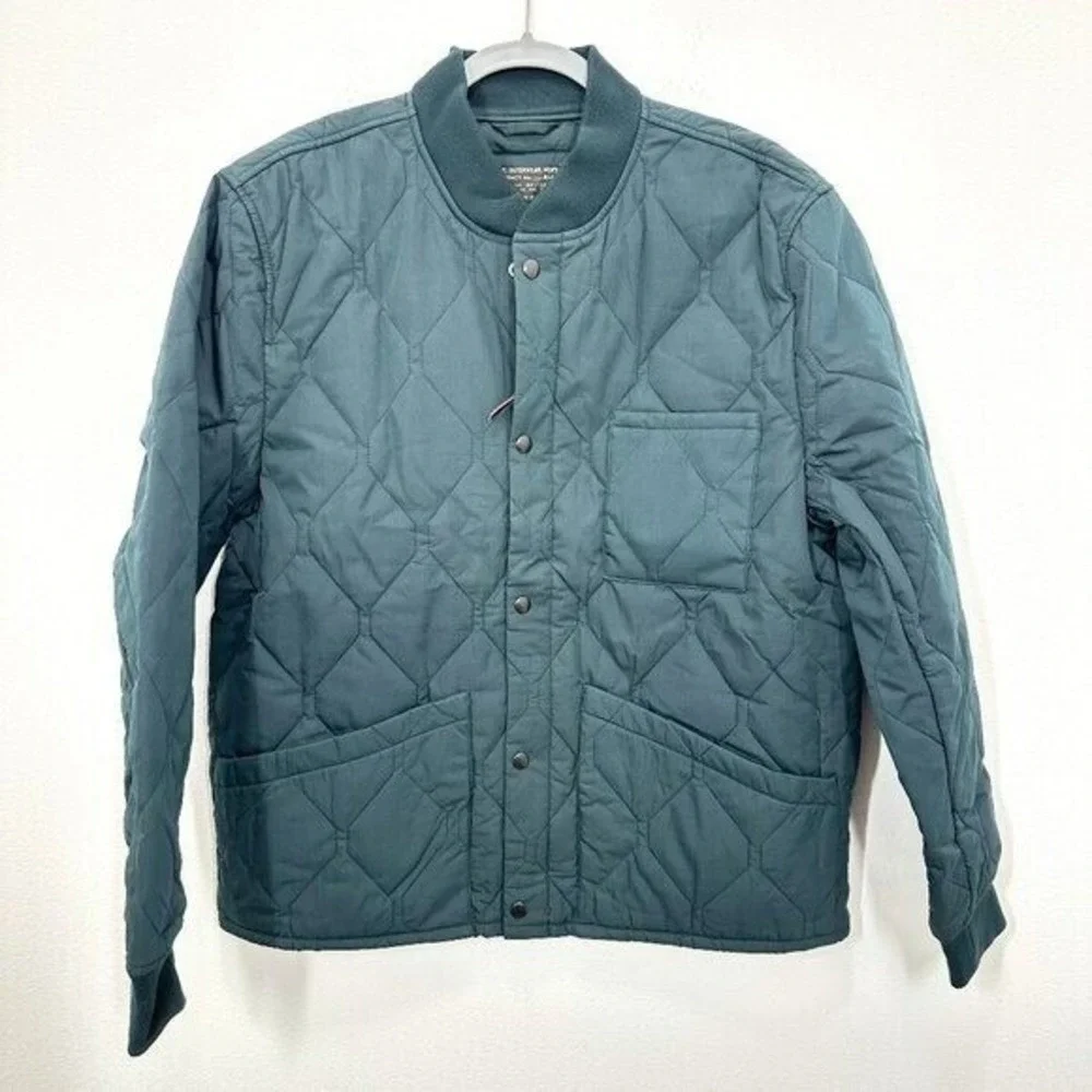 J. Crew Men's Size Large‎ Dark Green Quilted flight jacket with PrimaLoft® NWT